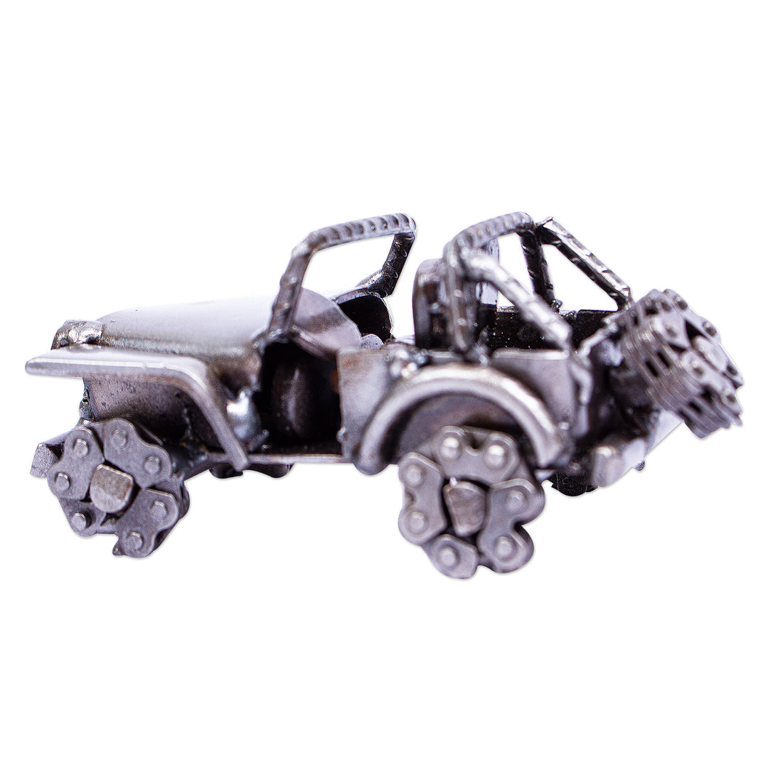 Small Rustic Jeep Sculpture - Mini Rustic Jeep