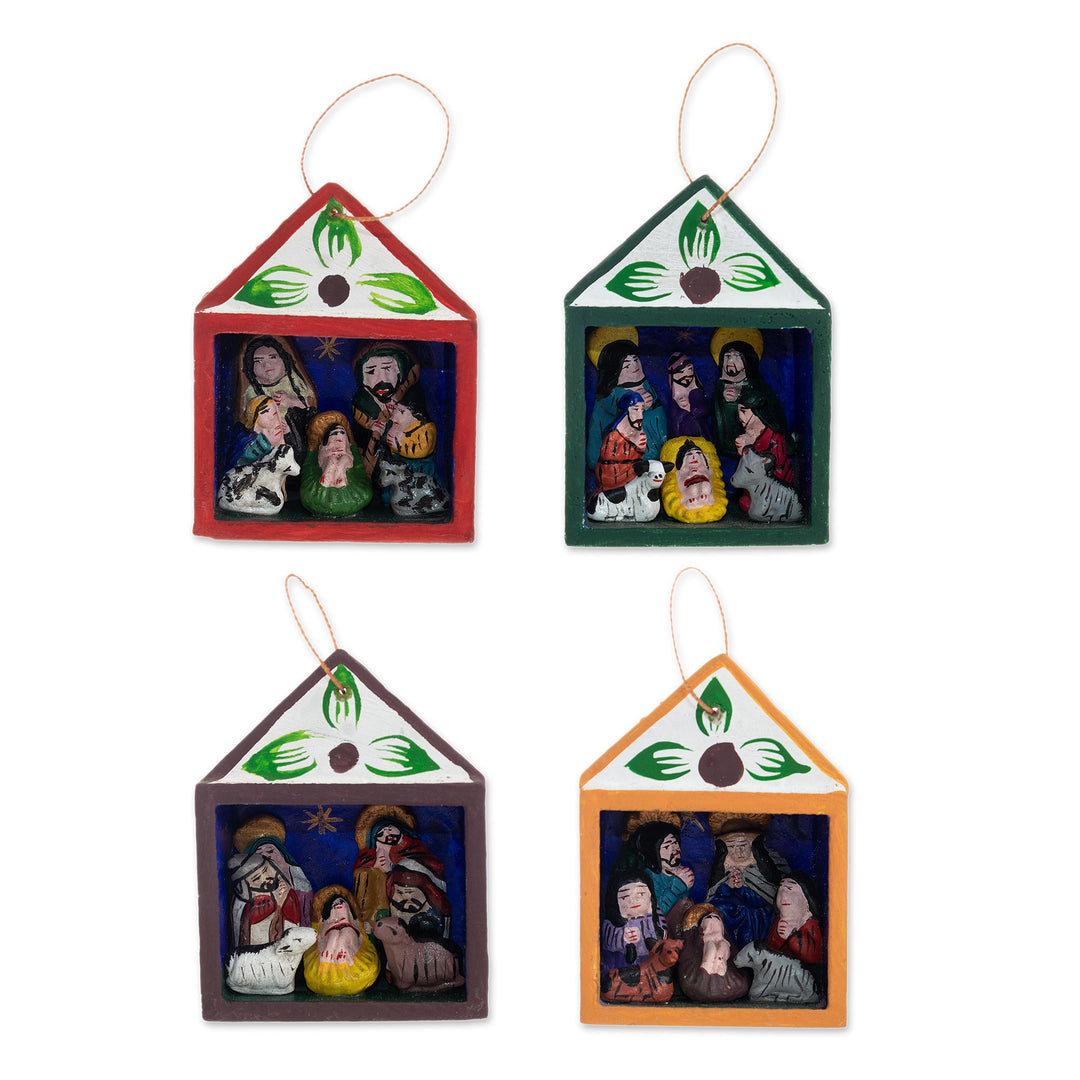 Hand-Painted Retablo Nativity Ornaments (Set of 4) - Celebrating the Season