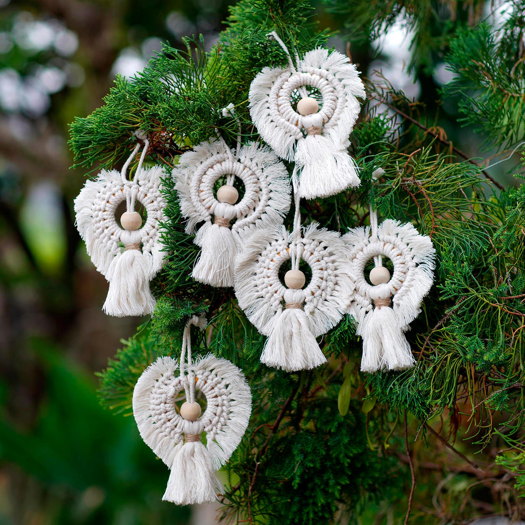 Cotton and Bamboo Angel Holiday Ornaments (Set of 6) - Snow Angels