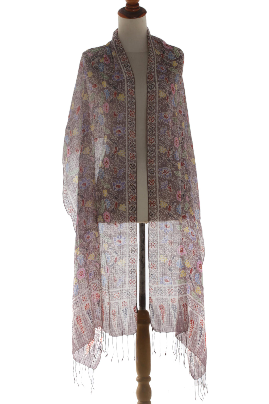 Handcrafted Floral Silk Wrap Shawl - Euphoria