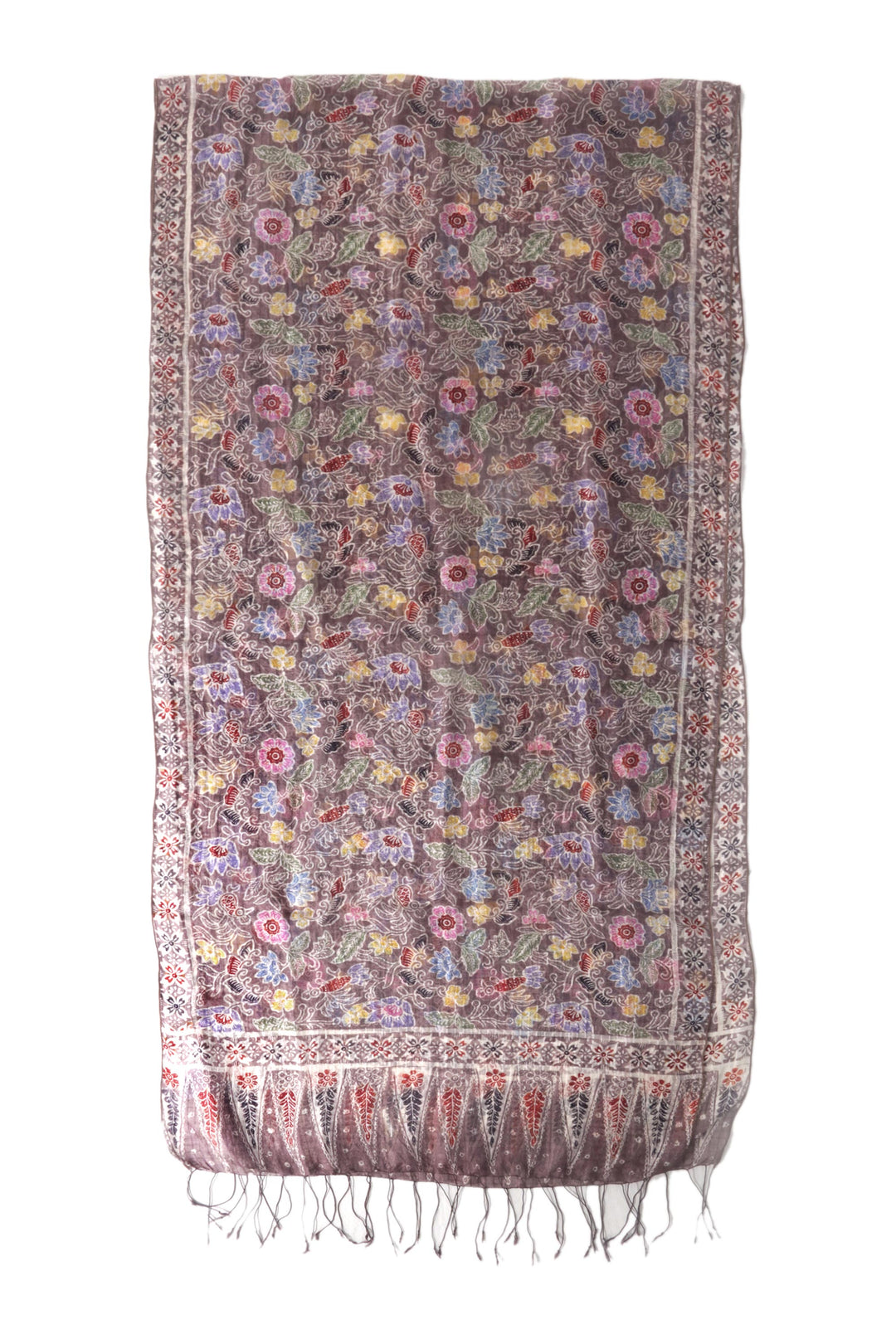 Handcrafted Floral Silk Wrap Shawl - Euphoria
