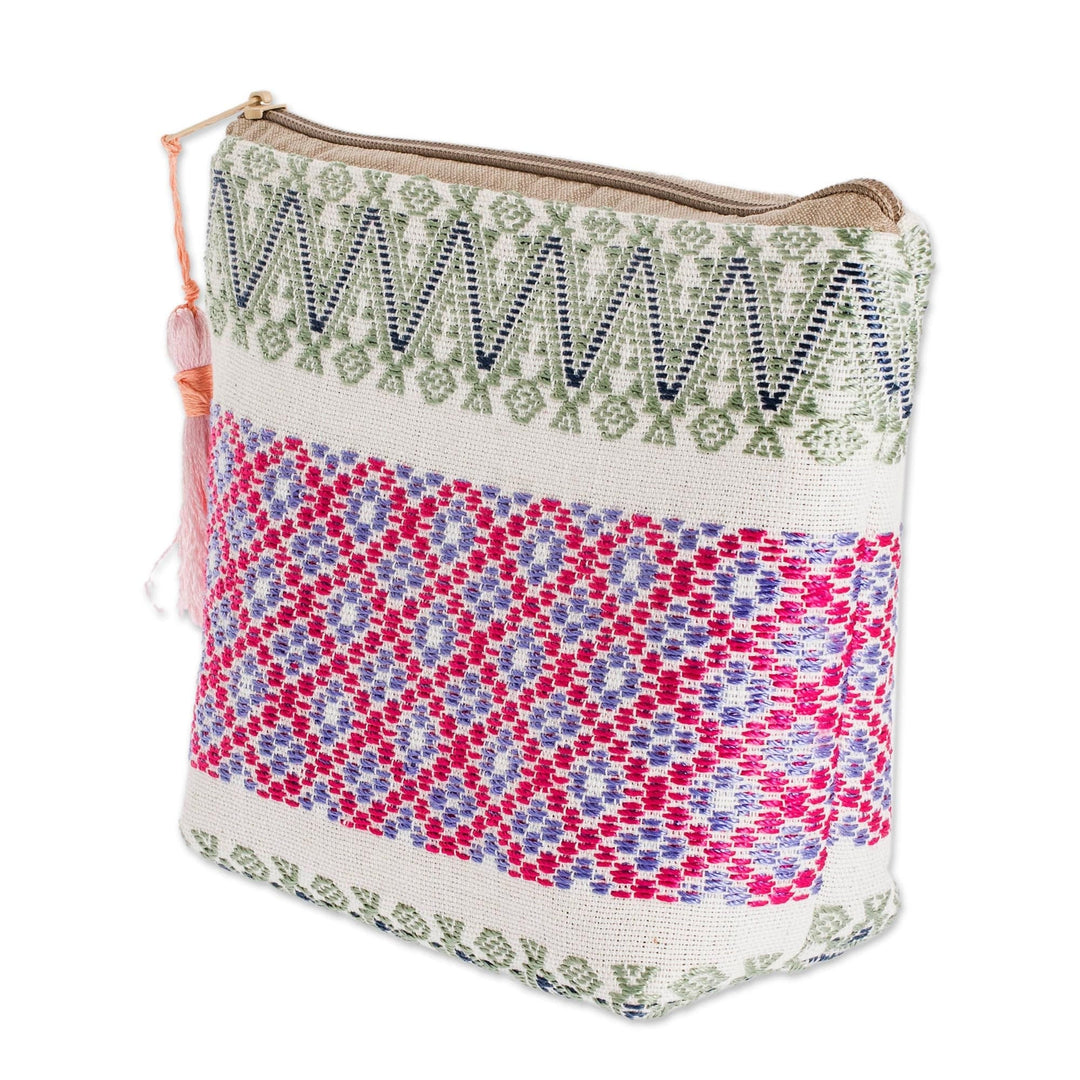 Handloomed Cotton Cosmetic Bag - Flower Frieze