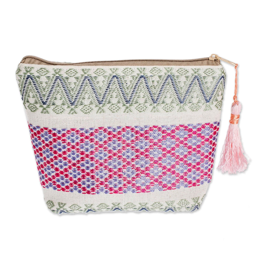 Handloomed Cotton Cosmetic Bag - Flower Frieze