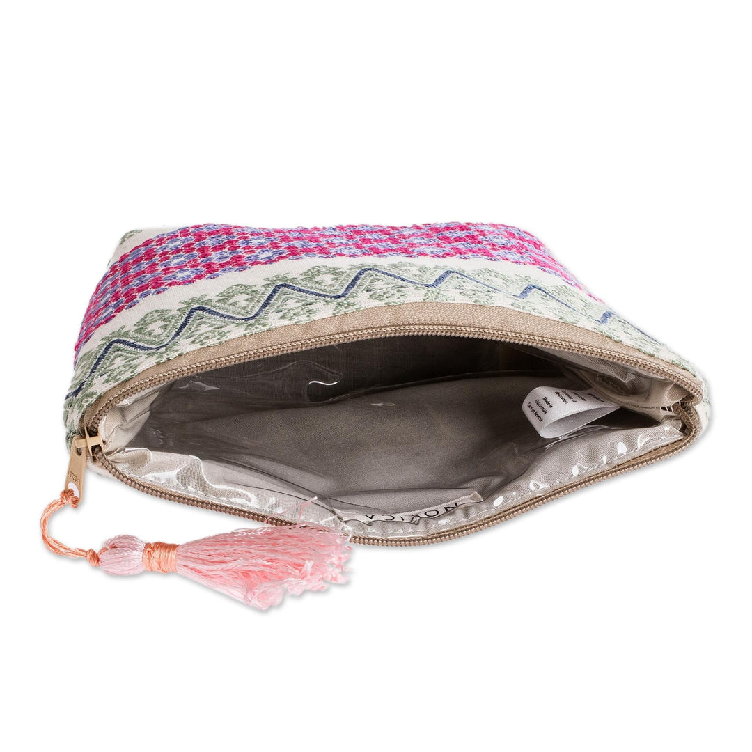Handloomed Cotton Cosmetic Bag - Flower Frieze