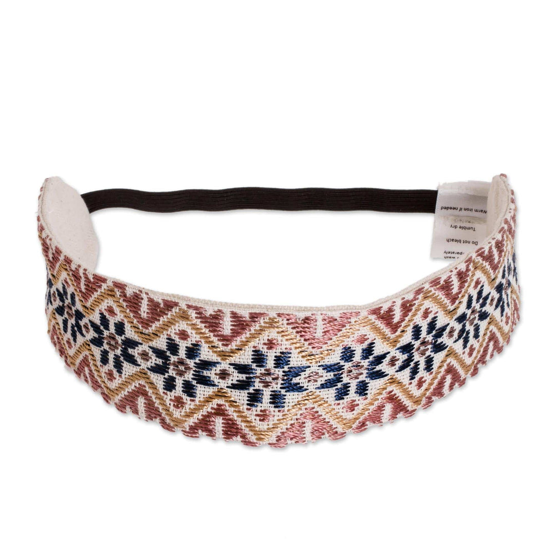 Handmade Pink and Blue Headband - Diamond Frieze