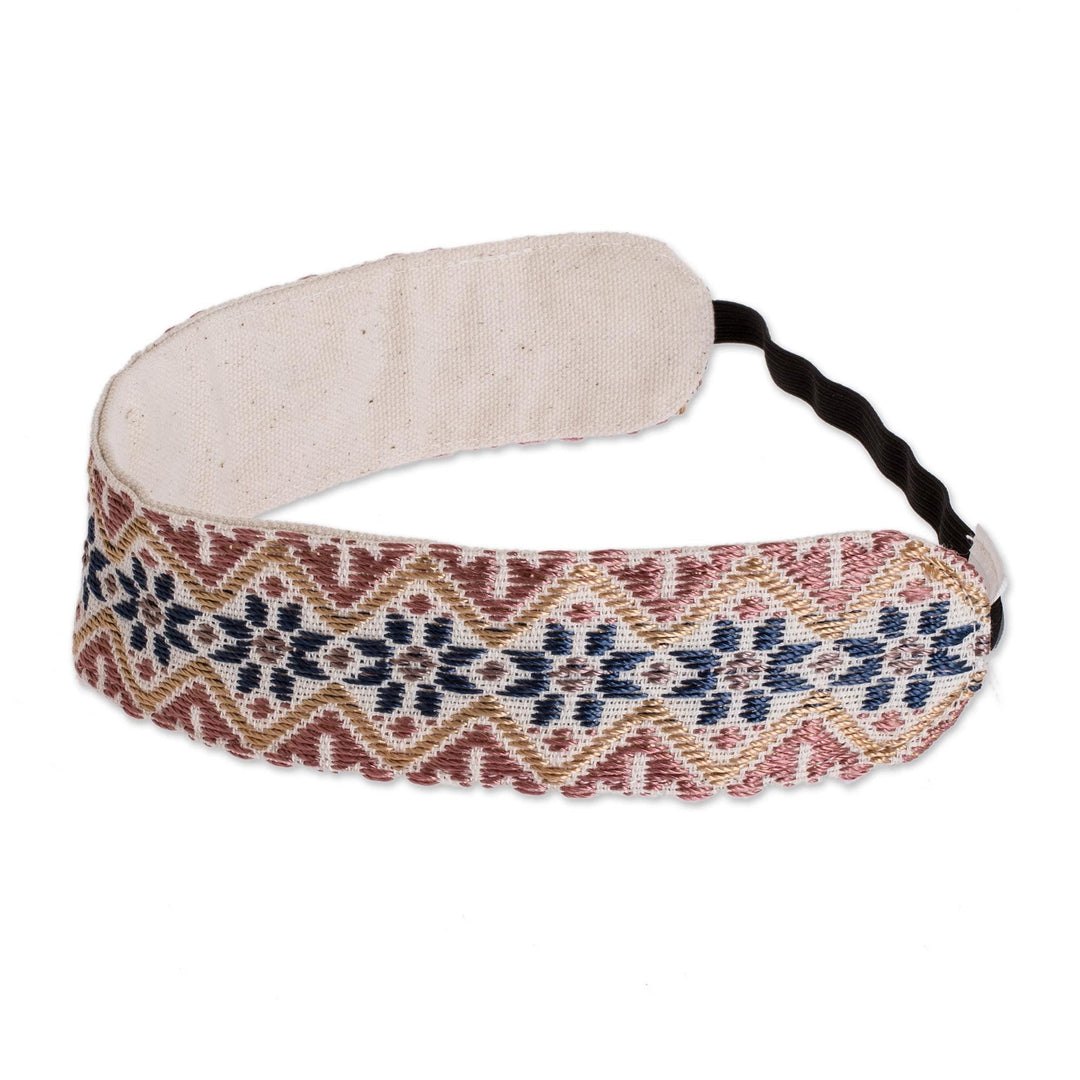 Handmade Pink and Blue Headband - Diamond Frieze
