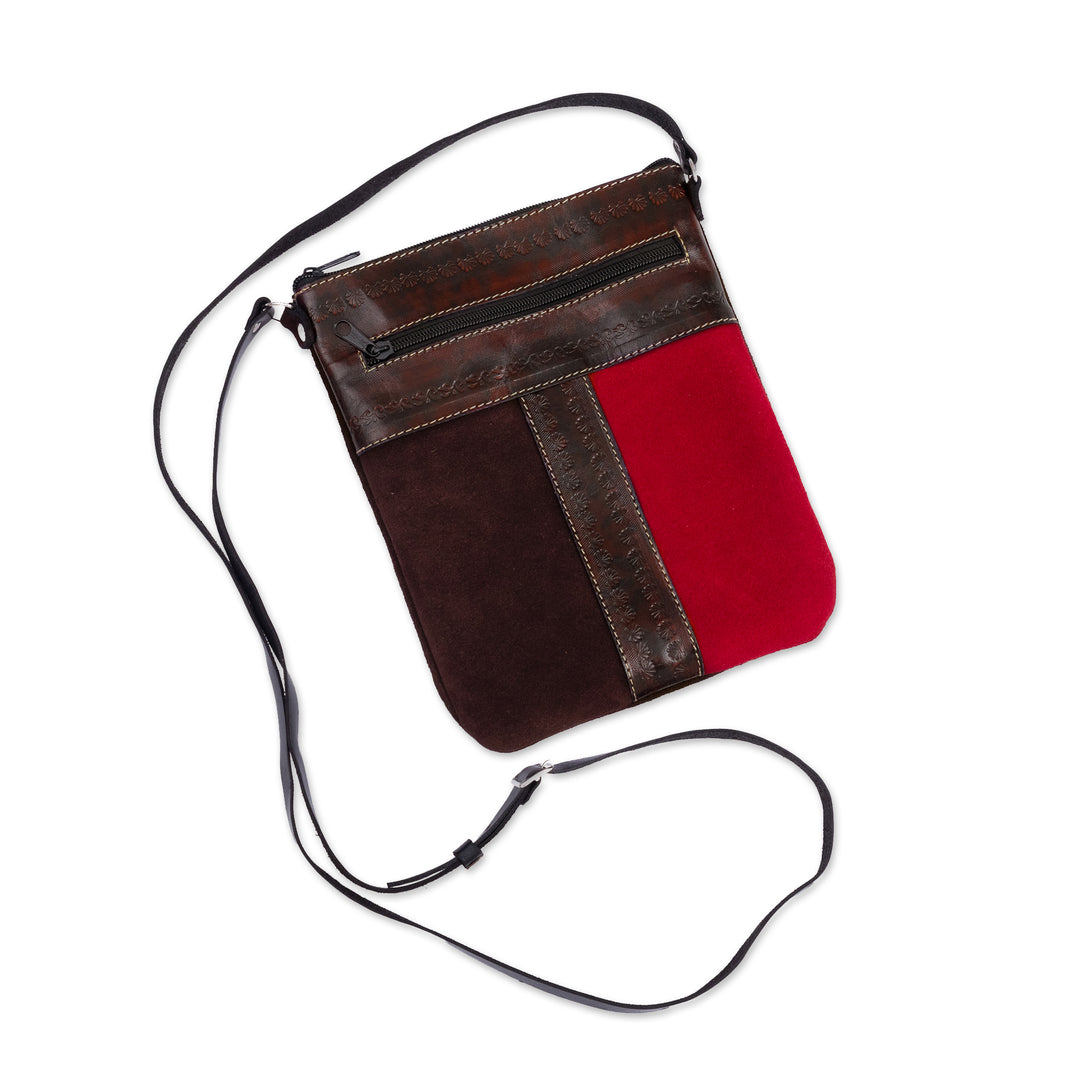 Artisan-Crafted Leather and Suede Sling - Cusco Cartouche