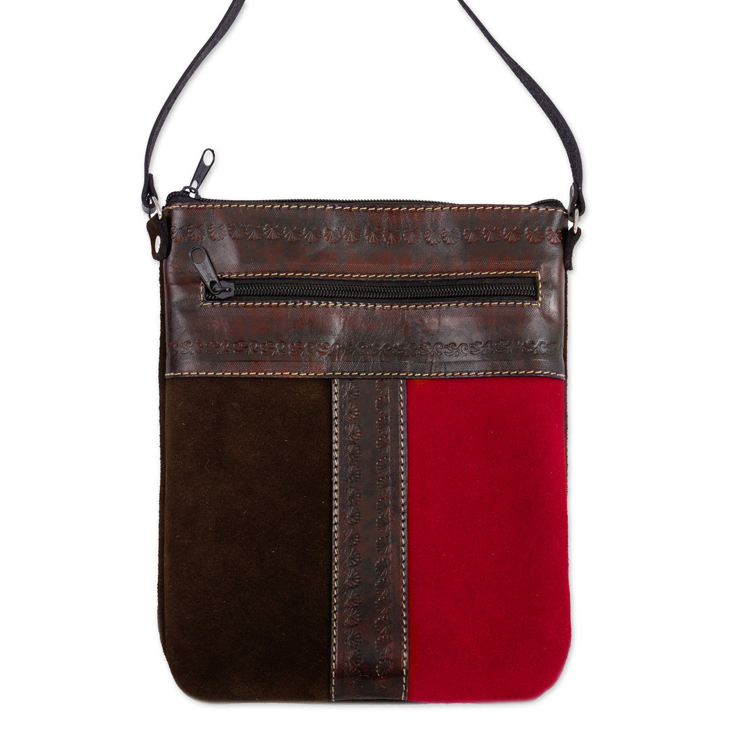 Artisan-Crafted Leather and Suede Sling - Cusco Cartouche