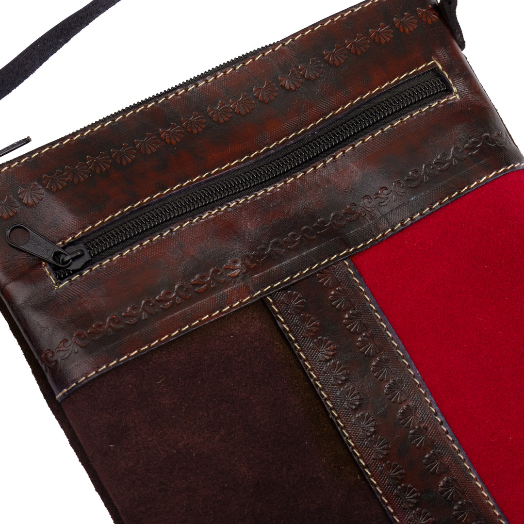 Artisan-Crafted Leather and Suede Sling - Cusco Cartouche