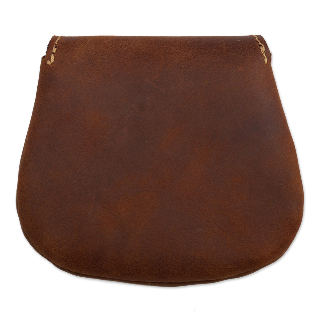 Unisex Brown Leather Coin Purse - Spare Change