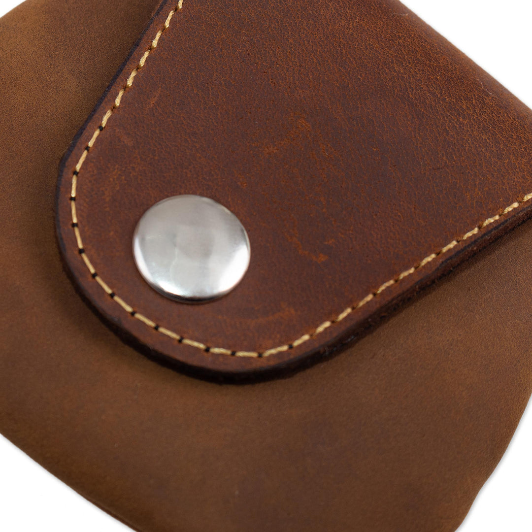Unisex Brown Leather Coin Purse - Spare Change