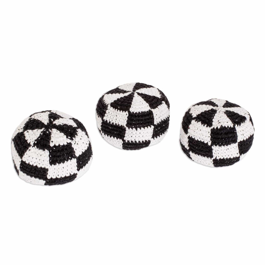 Black and White Check Hacky Sacks (Set of 3) - Checkers