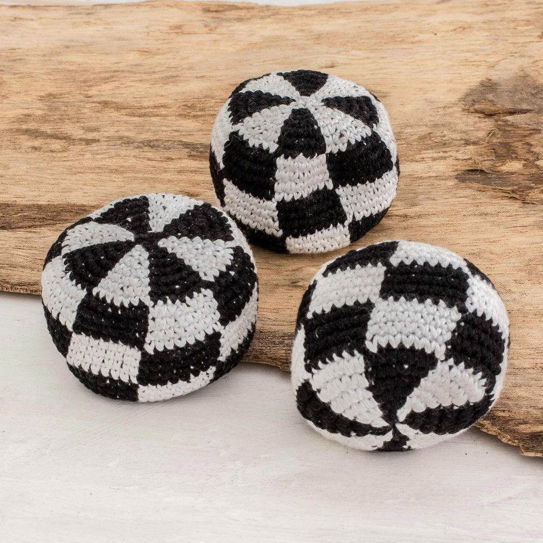 Black and White Check Hacky Sacks (Set of 3) - Checkers