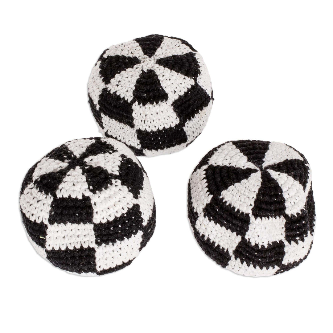 Black and White Check Hacky Sacks (Set of 3) - Checkers