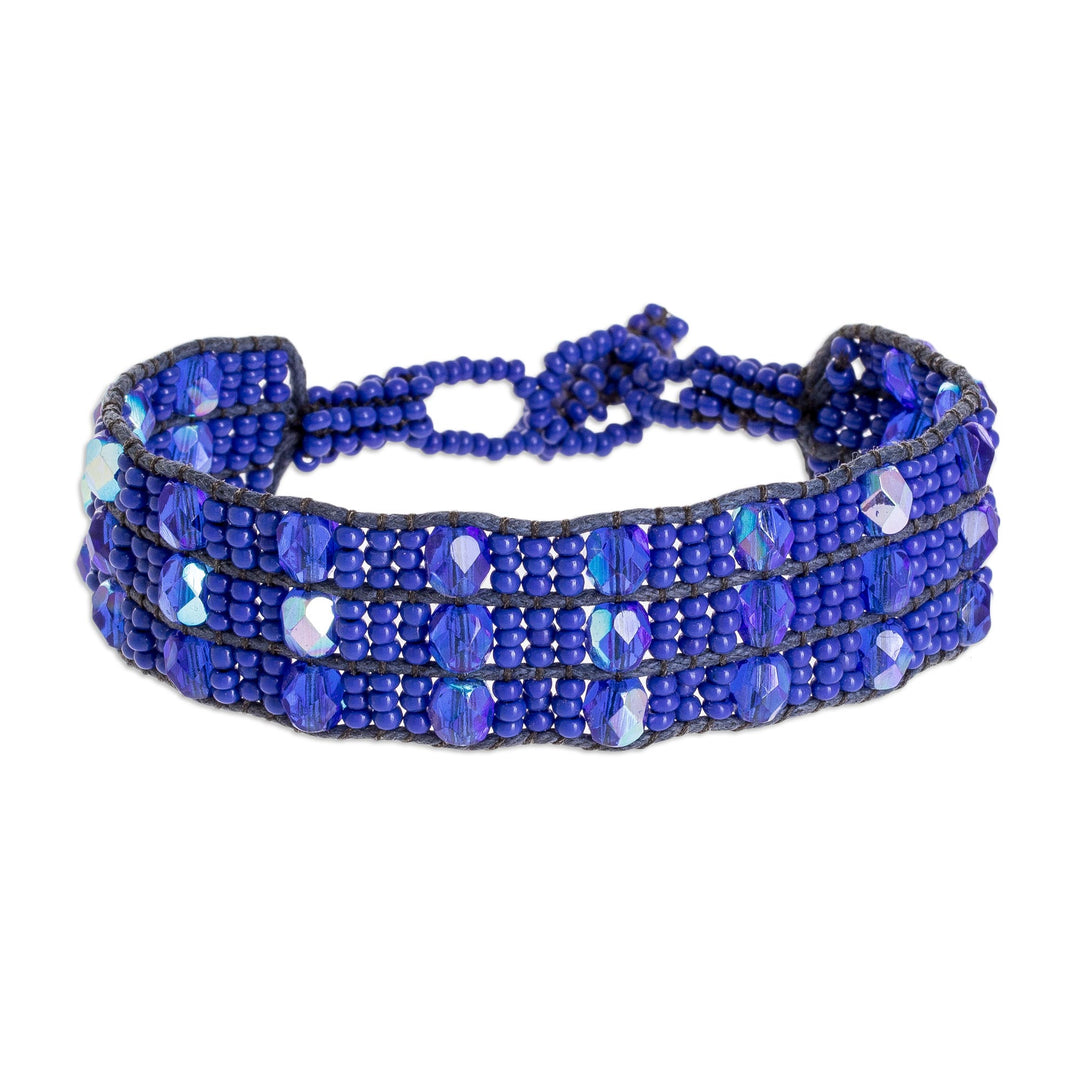 Blue Beaded Bracelet from Guatemala - Kinship in Royal Blue