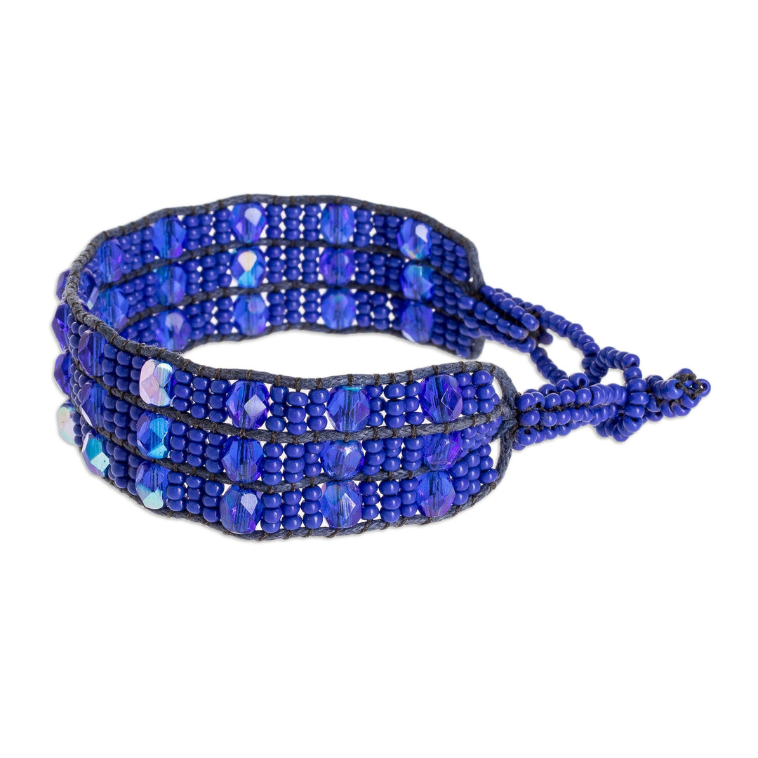 Blue Beaded Bracelet from Guatemala - Kinship in Royal Blue
