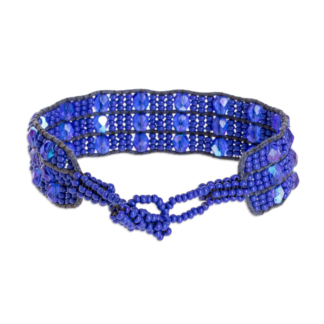 Blue Beaded Bracelet from Guatemala - Kinship in Royal Blue