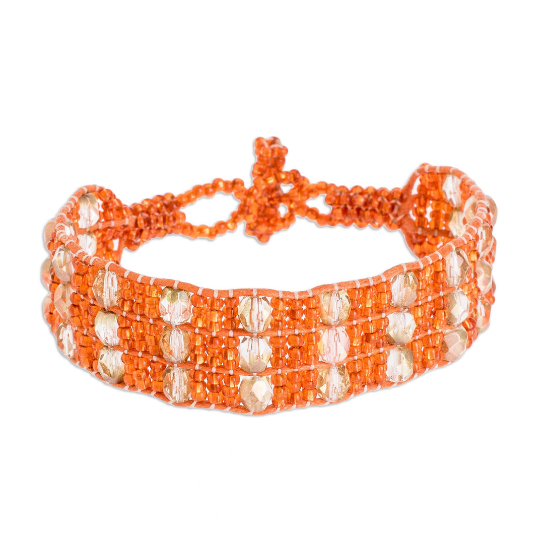 Artisan Crafted Orange Bead Bracelet - Kinship in Orange