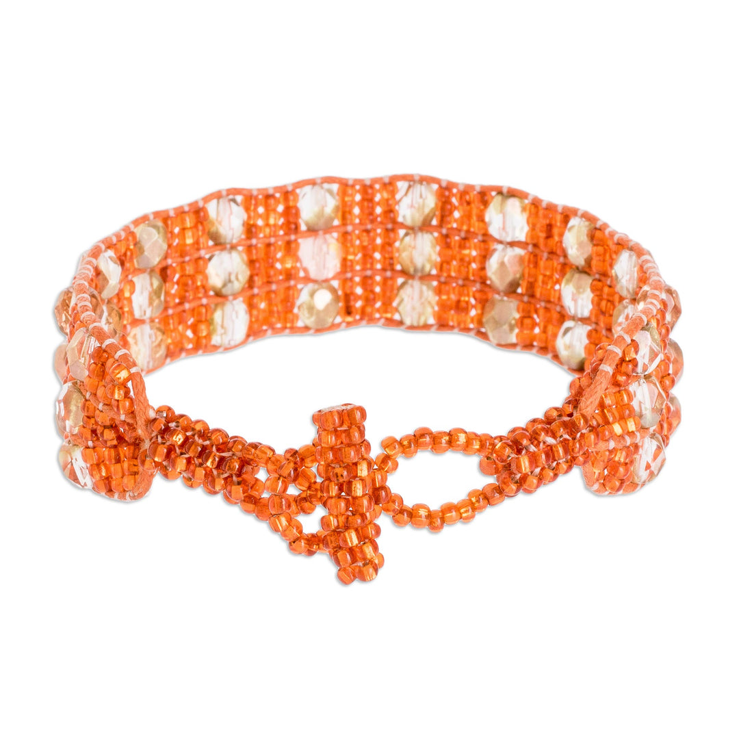 Artisan Crafted Orange Bead Bracelet - Kinship in Orange