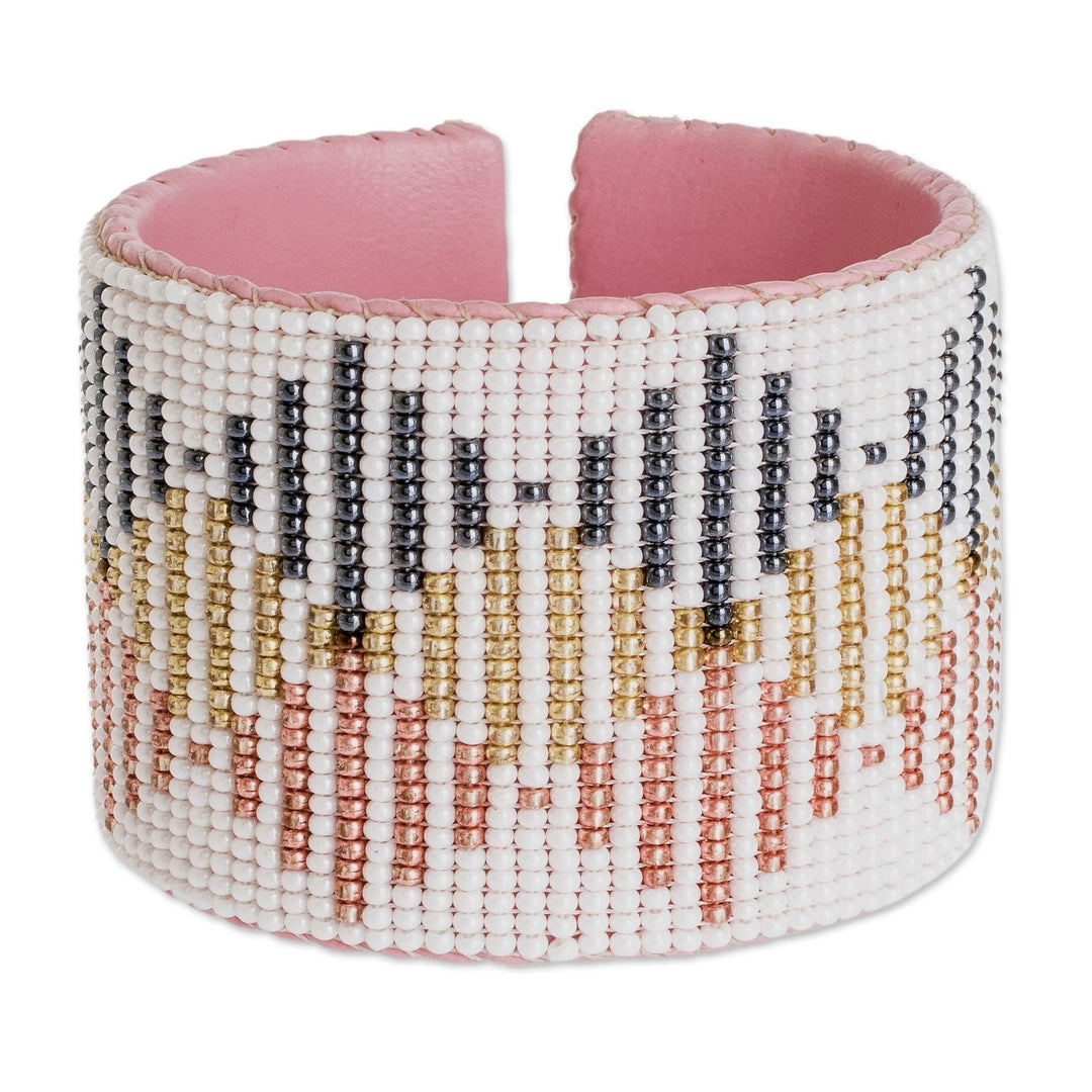 Handmade Beaded Cuff Bracelet - Positive Transformation
