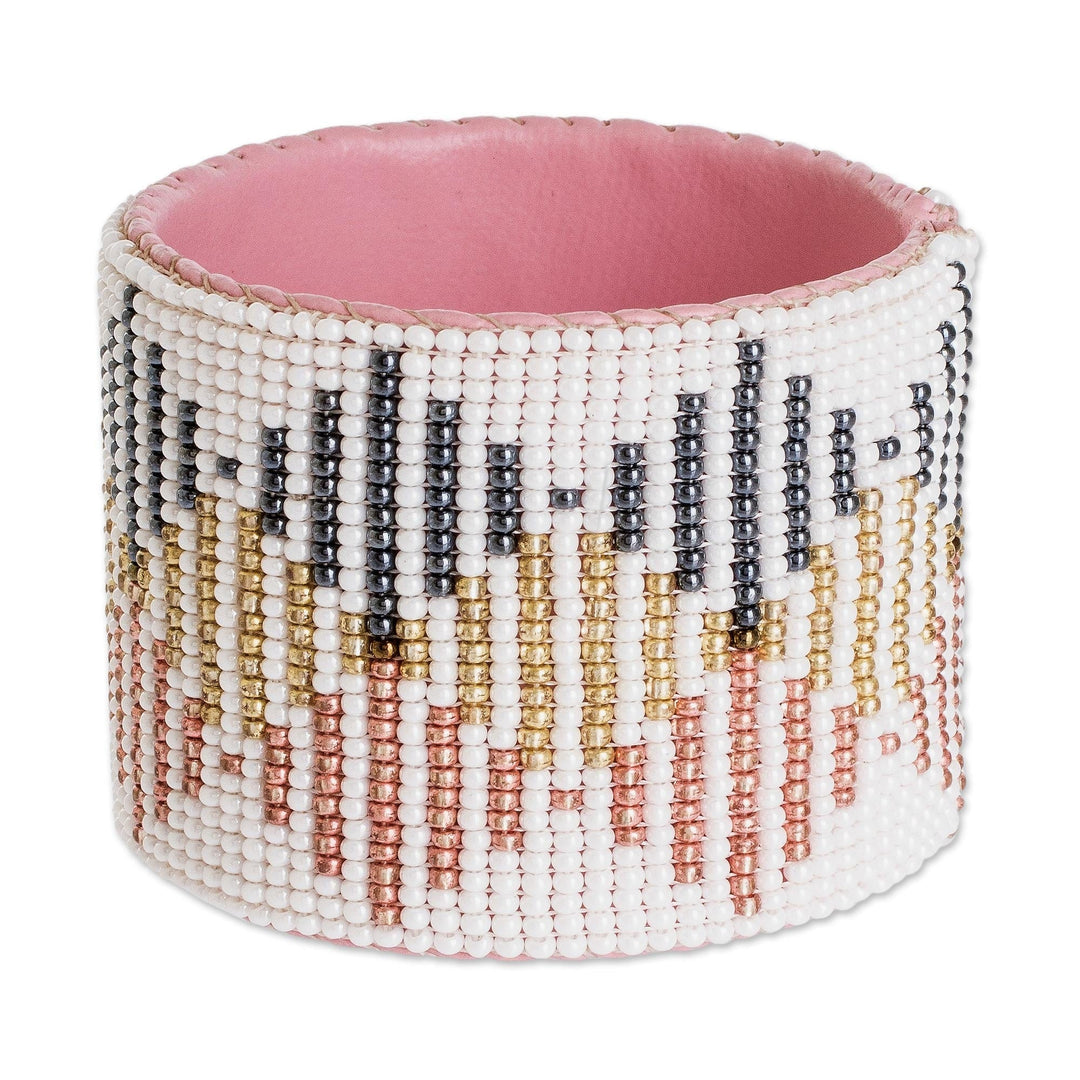 Handmade Beaded Cuff Bracelet - Positive Transformation