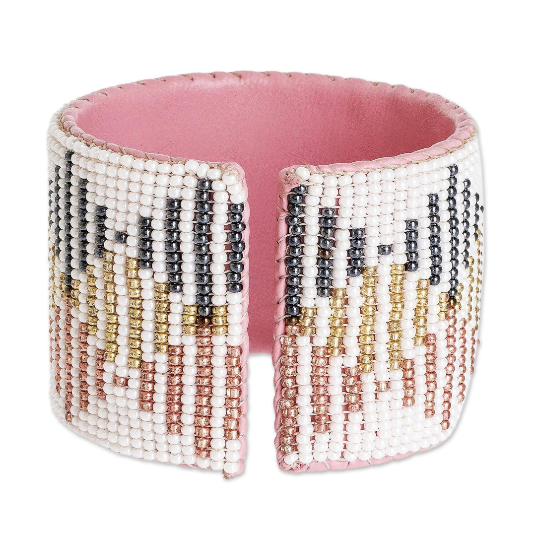 Handmade Beaded Cuff Bracelet - Positive Transformation
