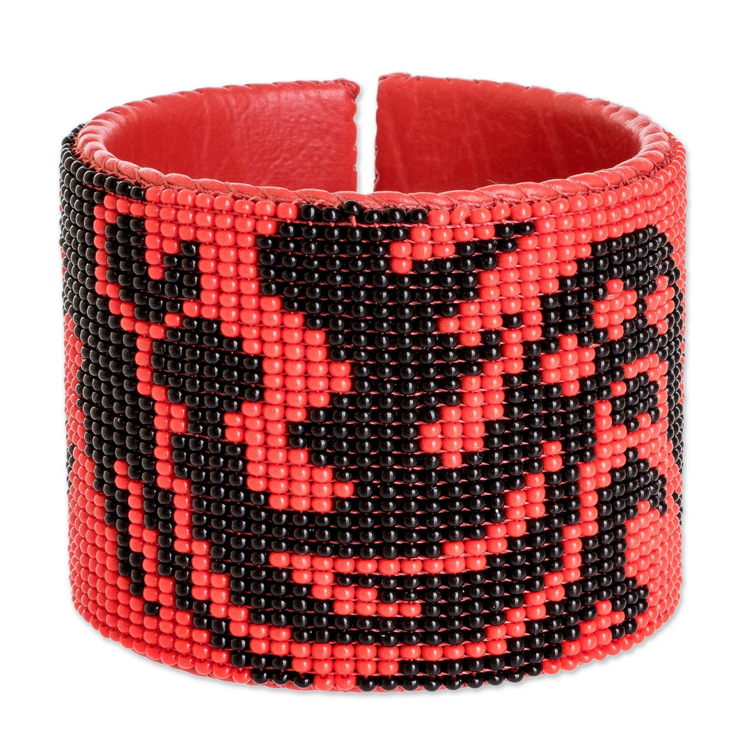 Handmade Wide Beaded Cuff Bracelet - Dragon Encounter