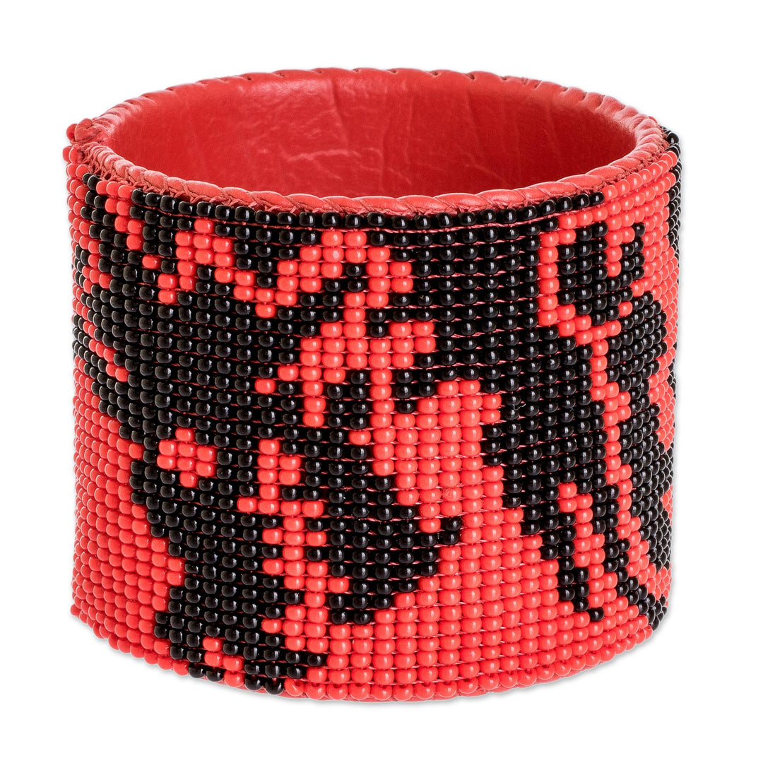 Handmade Wide Beaded Cuff Bracelet - Dragon Encounter