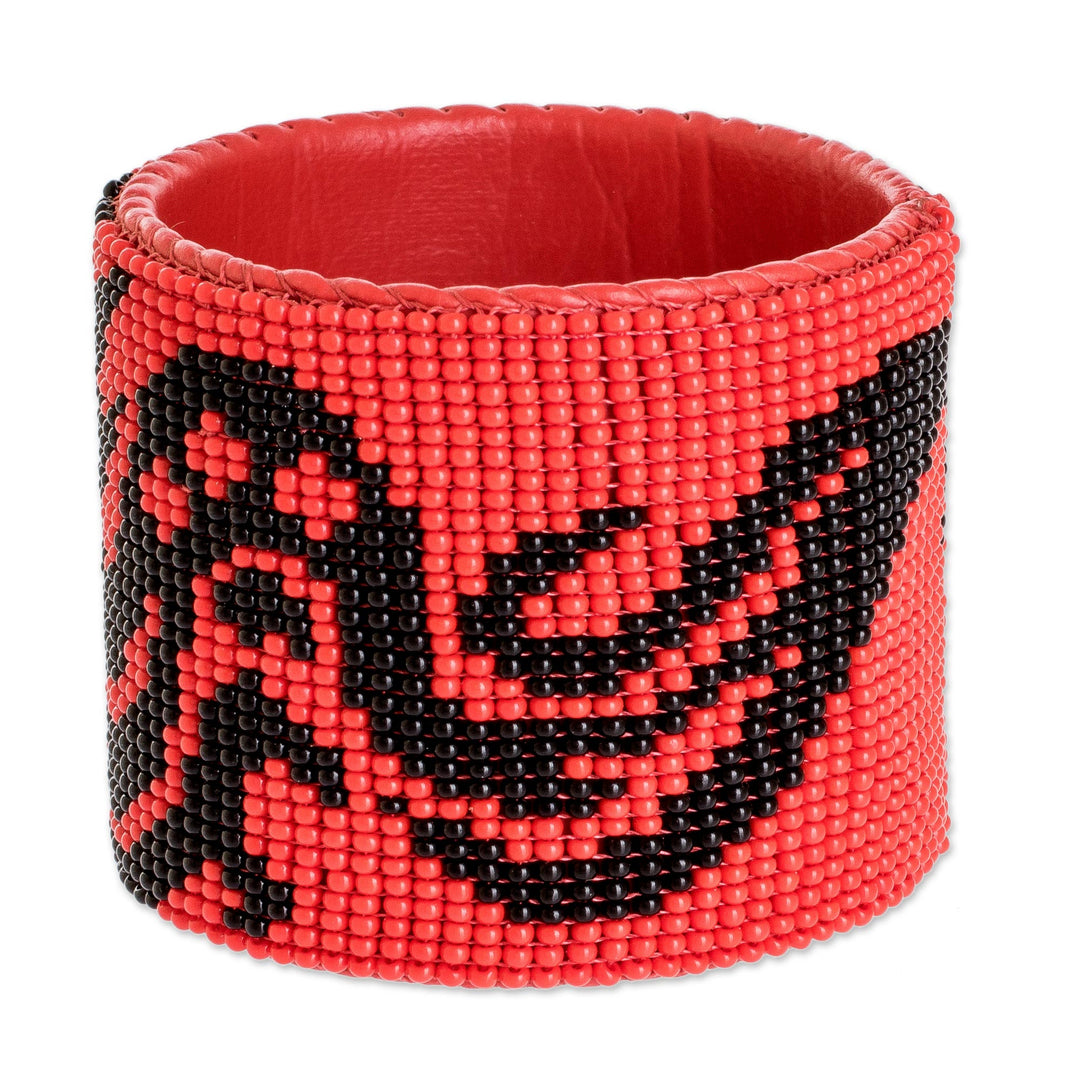 Handmade Wide Beaded Cuff Bracelet - Dragon Encounter