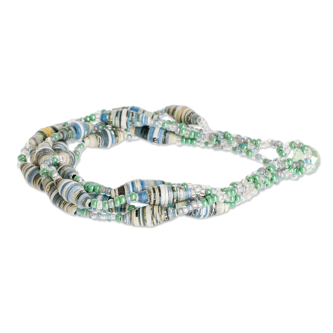 Beaded Bracelet with Recycled Paper - Bonds of Friendship in Mint