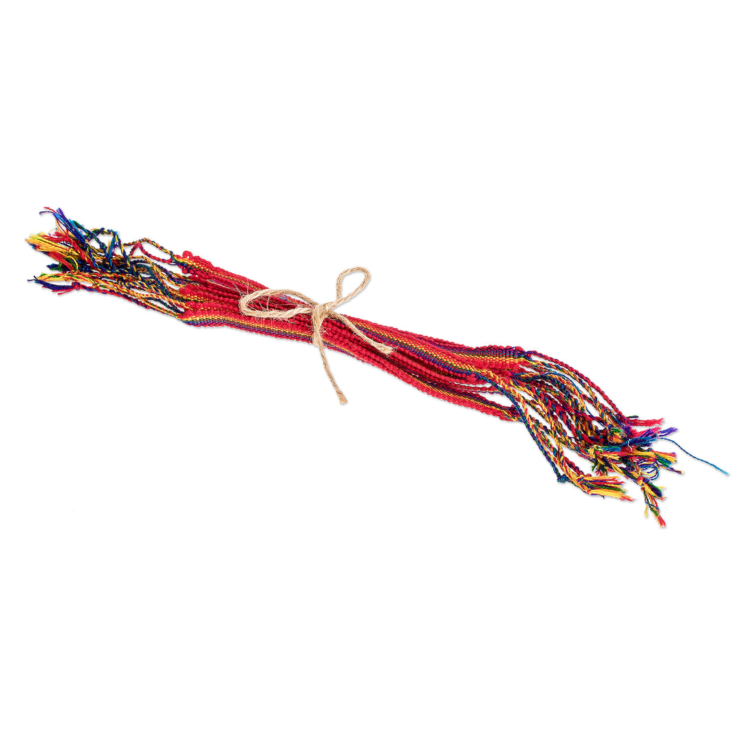 Hand Woven Rainbow Bracelets (Set of 12) from Guatemala - Rainbow Celebration