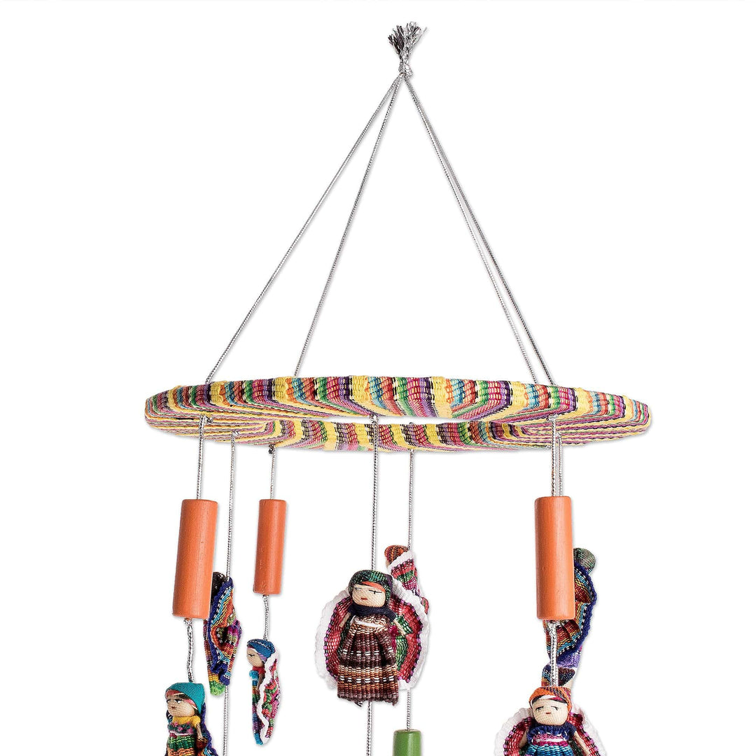 Hand-Loomed Cotton Worry Doll Mobile from Guatemala - Freedom Dolls
