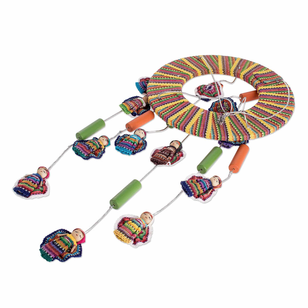 Hand-Loomed Cotton Worry Doll Mobile from Guatemala - Freedom Dolls