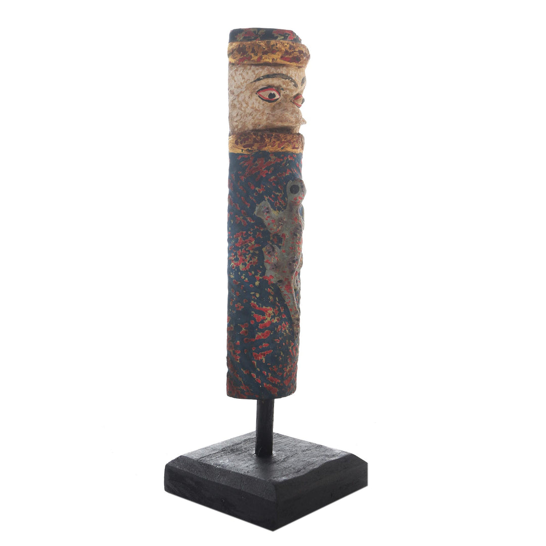 Hand Painted Albesia Wood Borneo Culture Statuette - Dayak Sign