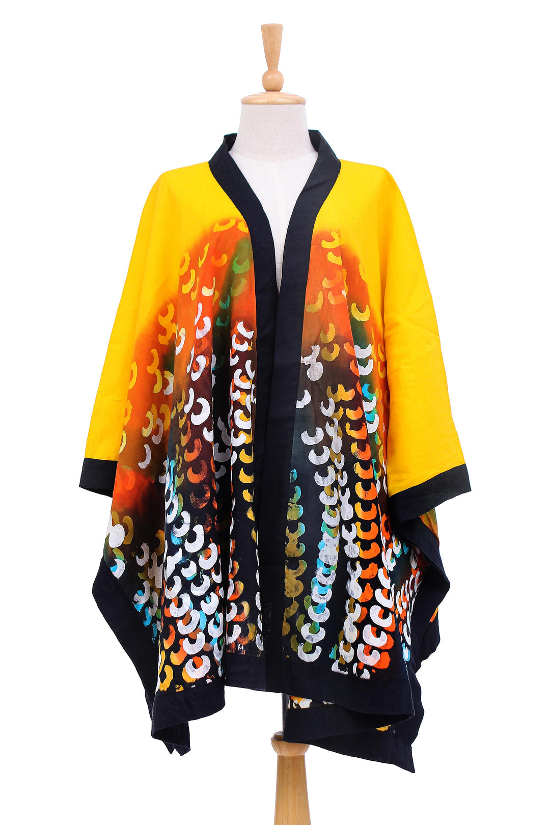 Hand Crafted Linen Batik Kimono Jacket - Lucky Yellow