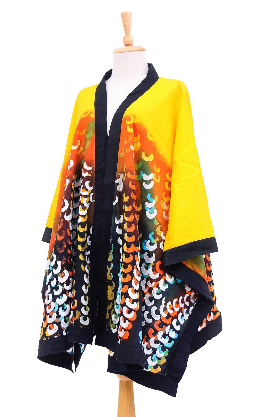Hand Crafted Linen Batik Kimono Jacket - Lucky Yellow