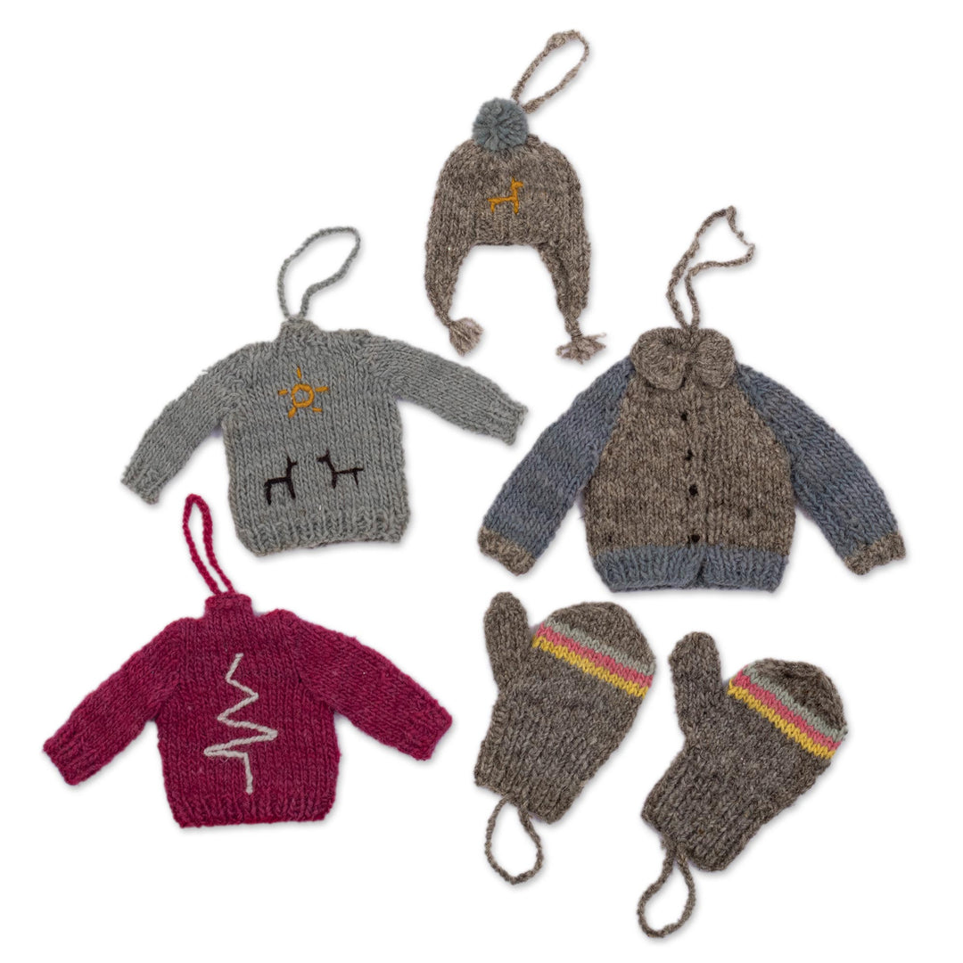 Wool Ornaments from Peru (Set of 6) - Winter Warmers