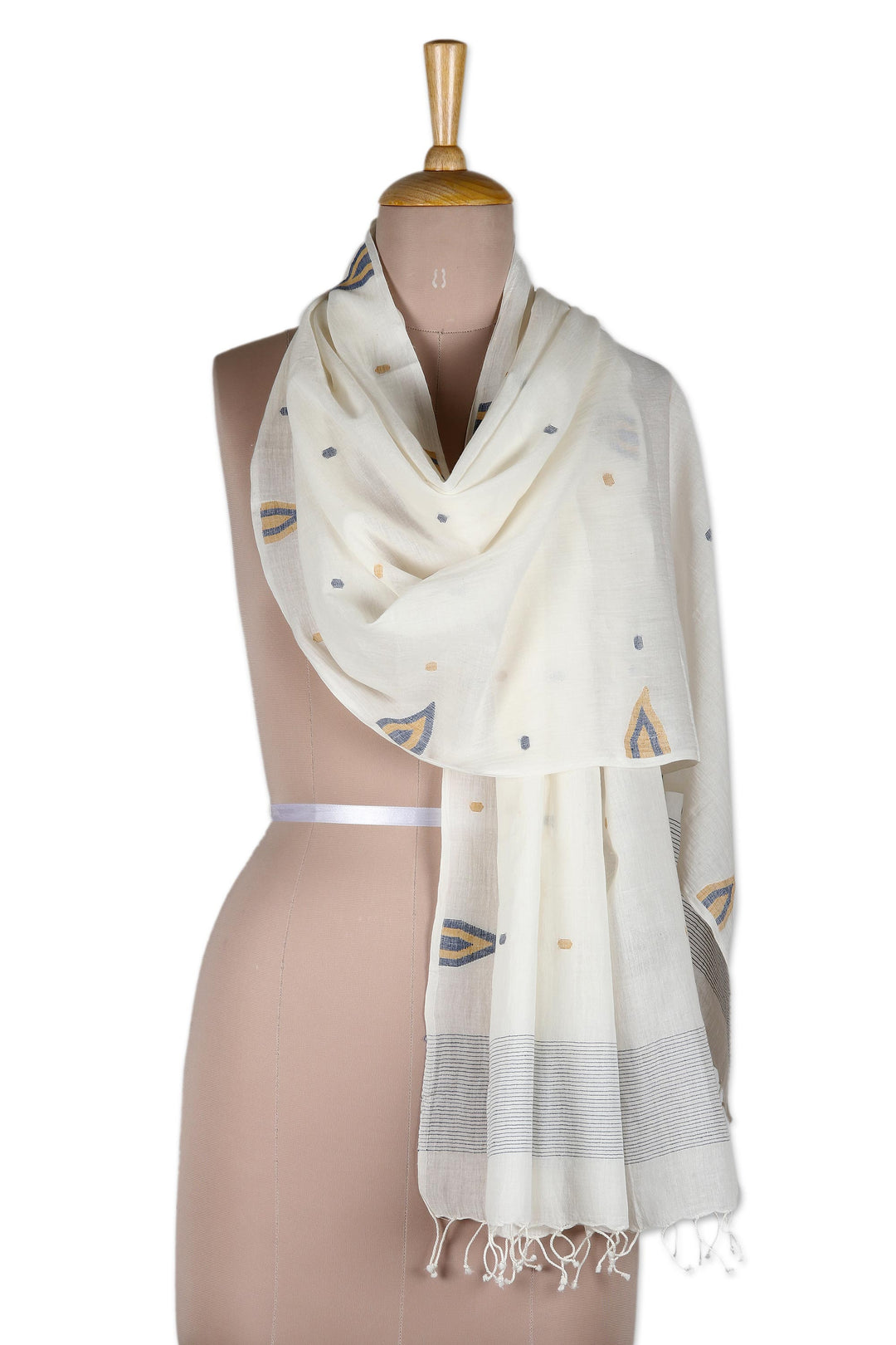 Hand Made Cotton Muslin and Silk Shawl - Rustic Touch