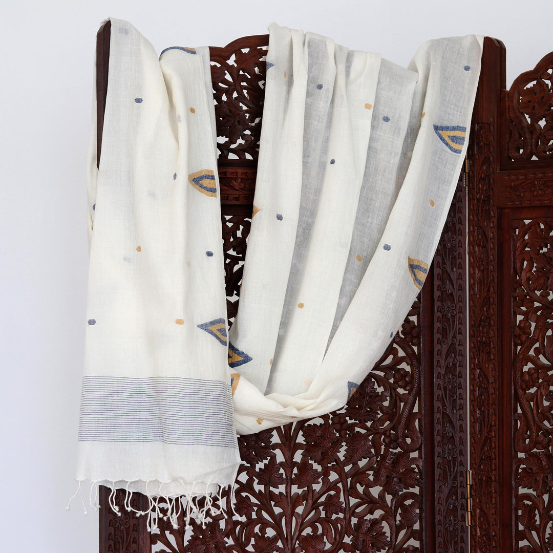 Hand Made Cotton Muslin and Silk Shawl - Rustic Touch