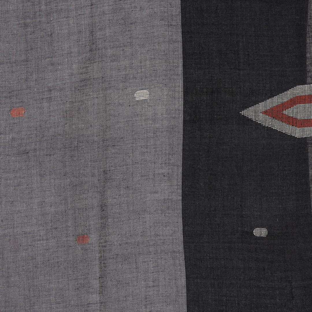 Artisan Crafted Cotton Muslin and Silk Shawl - Rustic Midnight