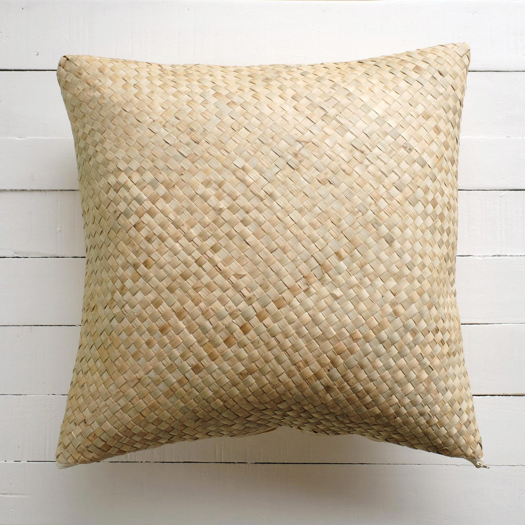 Leaf Print Cotton and Natural Fiber Pillow Cover - Veikau