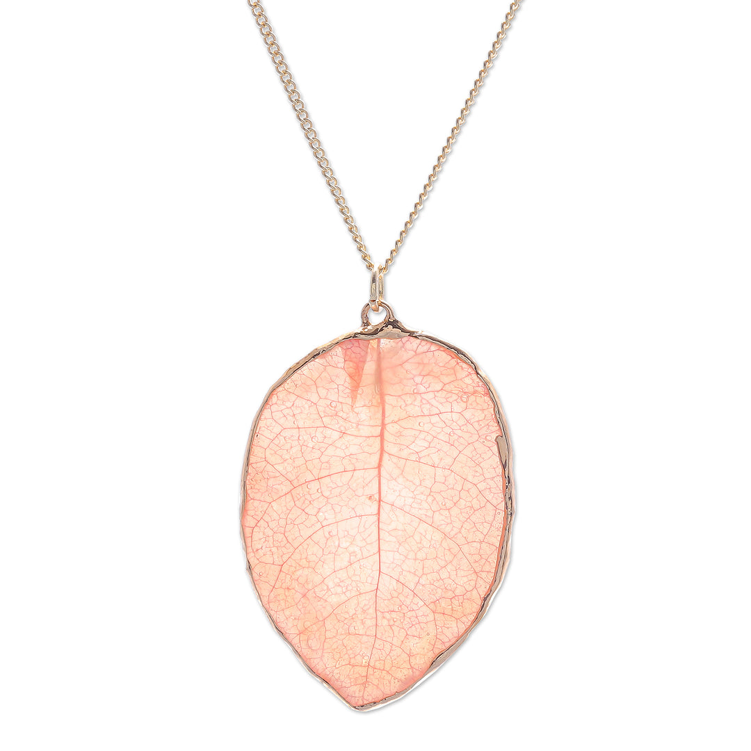Gold-Plated Bougainvillea Petal Pendant Necklace - Bougainvillea Love