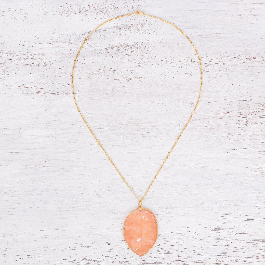 Gold-Plated Bougainvillea Petal Pendant Necklace - Bougainvillea Love