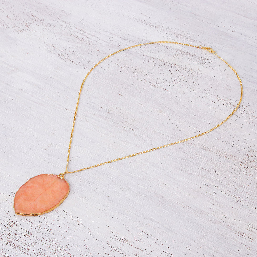 Gold-Plated Bougainvillea Petal Pendant Necklace - Bougainvillea Love