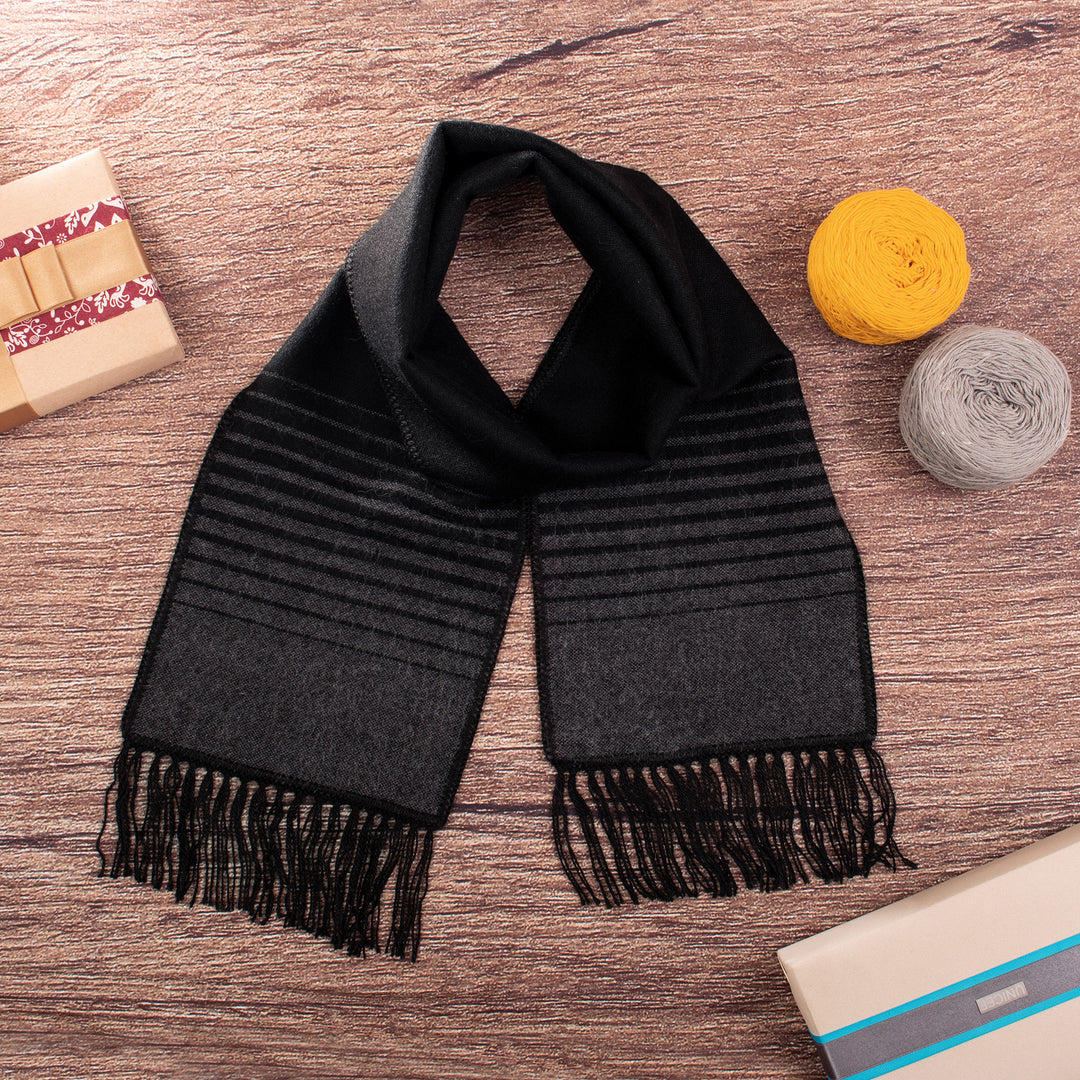 Striped Grey and Black Unisex Scarf - Sleek Stripes