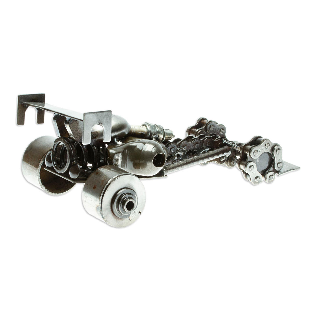 Recycled Metal Auto Part Formula One Car Sculpture - Formula One Rush