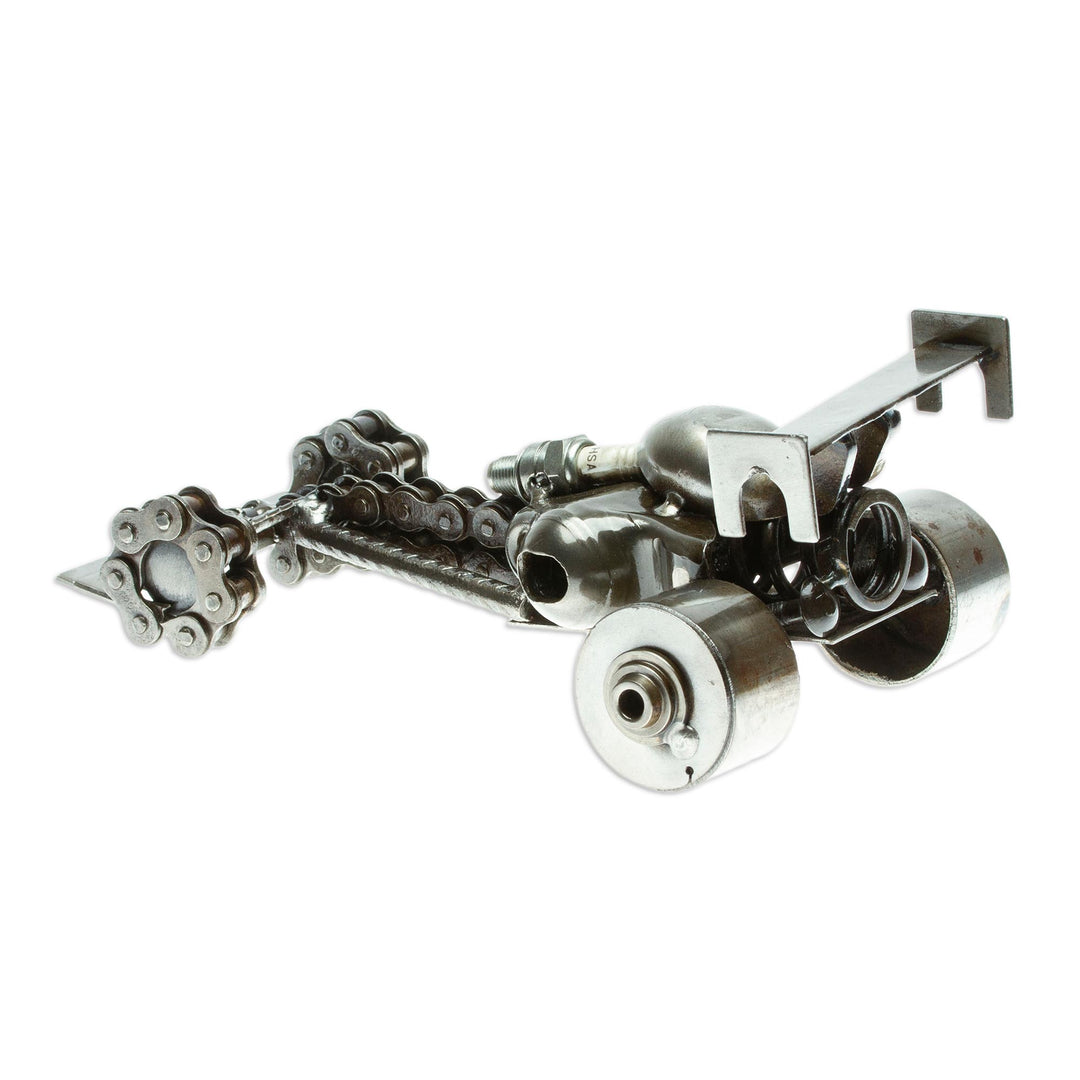 Recycled Metal Auto Part Formula One Car Sculpture - Formula One Rush
