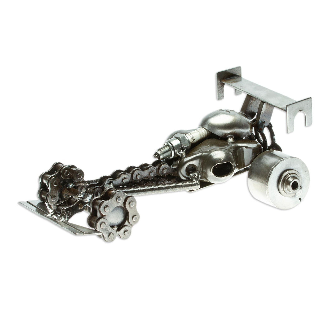 Recycled Metal Auto Part Formula One Car Sculpture - Formula One Rush