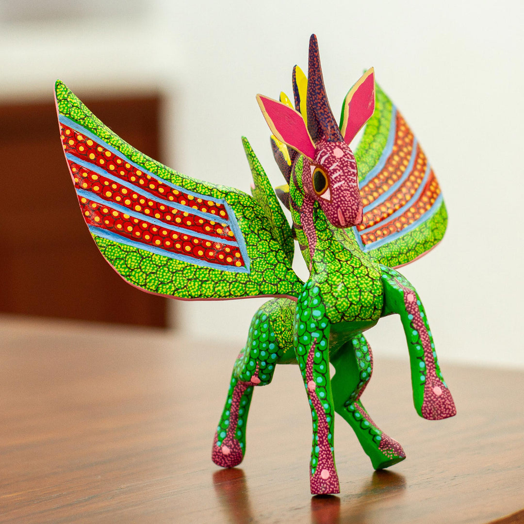 Hand Painted Pegasus Alebrije Sculpture - Mythical Pegasus