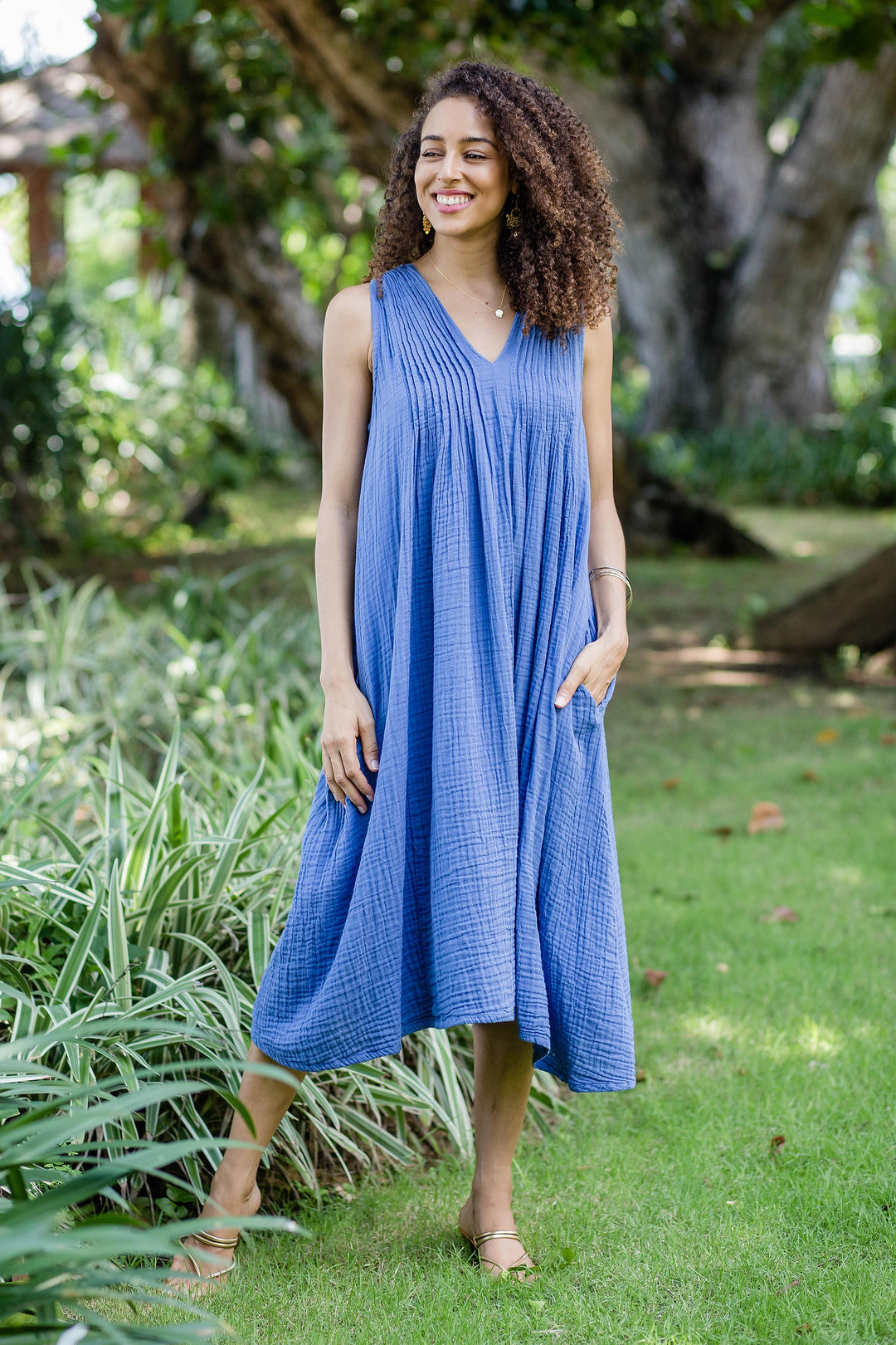 Sleeveless Cotton A-Line Dress - Day Off